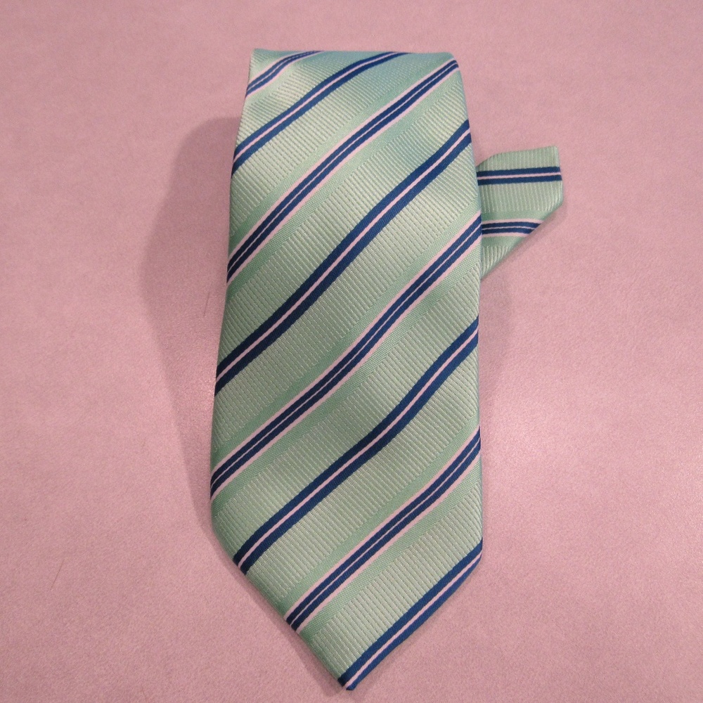 NWT Rosso Bianco Green Blue Striped Necktie Tie - Picture 1 of 7